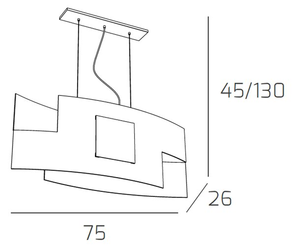 Sospensione Moderna Tetris Color Metallo Foglia Argento Vetro Bianco 2 Luci E27