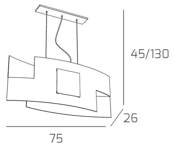 Sospensione Moderna Tetris Color Metallo Cromo Vetro Bianco 2 Luci E27