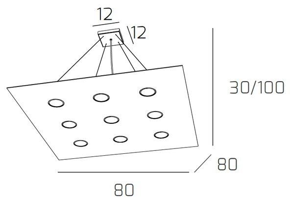 Sospensione Moderna Area Metallo Grigio Metallo 9 Luci Gx53