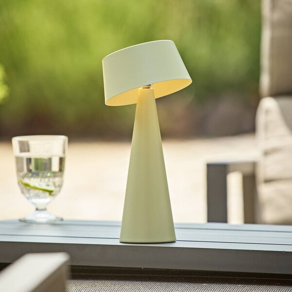 Sigor Lampada da tavolo a LED ricaricabile Solino, verde, solare/USB, 26 cm, IP44 dimmerabile, Verde, Soggiorno / Sala da pranzo, Alluminio, Moderno, Lampade solari