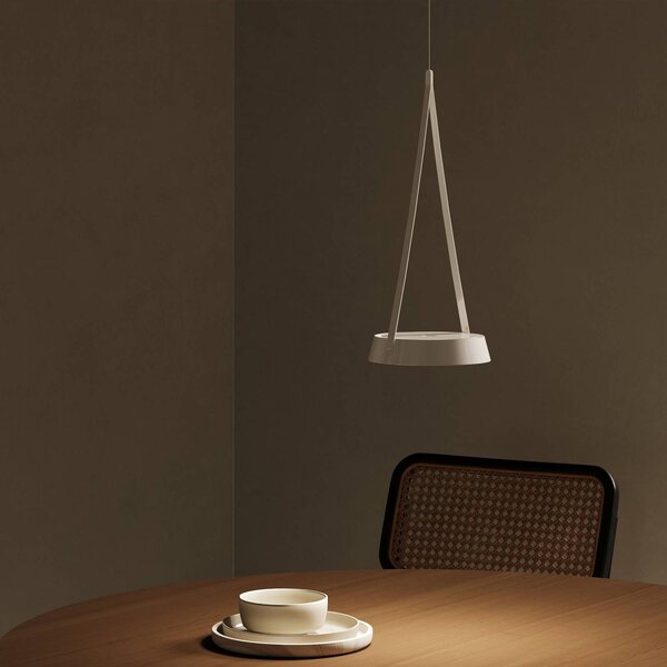 Sigor Lampada LED a sospensione Mahina, bianca, Ø 17 cm, metallo, CCT dimmerabile, Bianco / Opale, Soggiorno / Sala da pranzo, Alluminio, Moderno