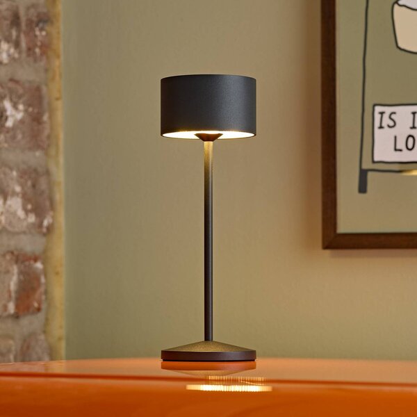 Sigor Lampada LED da tavolo a batteria Veluna, nera, altezza 25 cm IP44 dimmerabile, Nero, Soggiorno / Sala da pranzo, Alluminio, Moderno