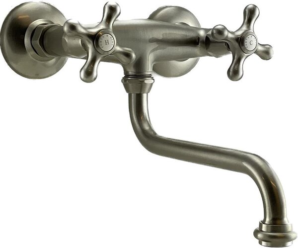 PB Rubinetto da cucina in stile retrò Classic C, modello a parete, acciaio inossidabile 10.2722