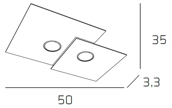 Plafoniera Moderna Rettangolare Plate Metallo Sabbia 2 Luci Gx53