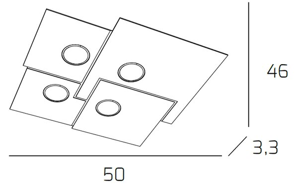 Plafoniera Moderna Plate Metallo Bianco 4 Luci Gx53