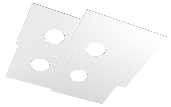 Plafoniera Moderna Plate Metallo Bianco 4 Luci Gx53