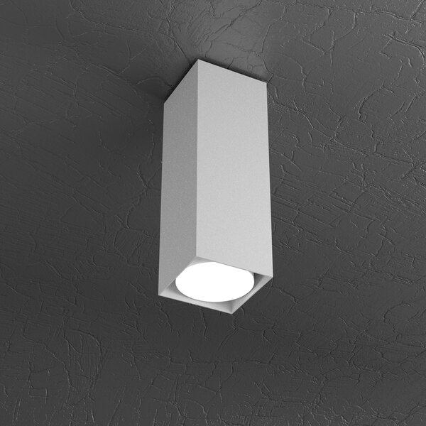 Plafoniera Moderna Cubica Plate Metallo Grigio 1 Luce Gx53 25Cm