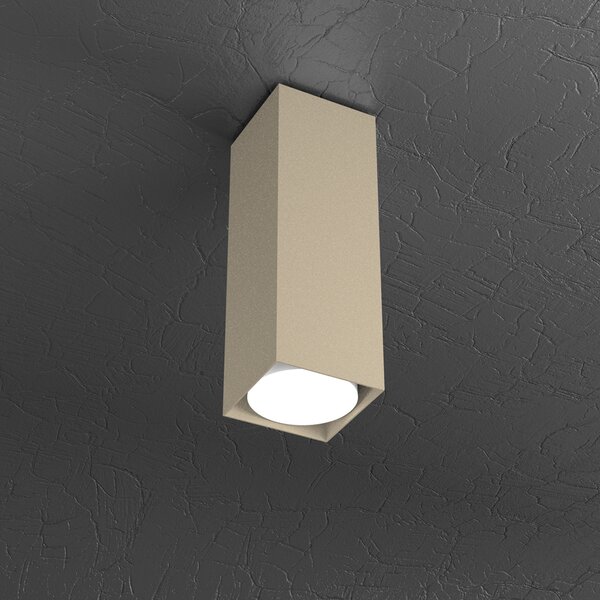 Plafoniera Moderna Cubica Plate Metallo Sabbia 1 Luce Gx53 25Cm