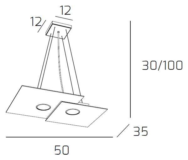 Sospensione Moderna Rettangolare Plate Metallo Sabbia 2 Luci Gx53