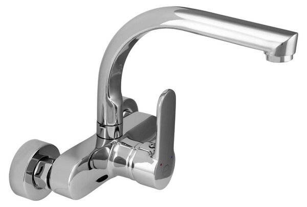 Aquanello Casa Rubinetto da cucina a parete con bocca superiore, cromato CR-1003-CS