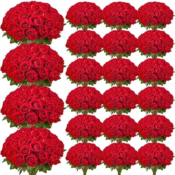 Rose artificiali rosse 500 pezzi - Petali di rose artificiali - Rose finte per decorazione - Fiori artificiali di alta qualità