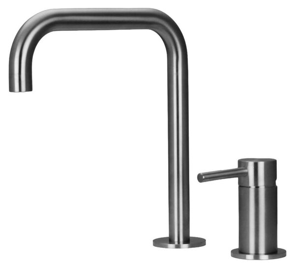 Pure.Sink Luxion: rubinetto da cucina in acciaio inossidabile massiccio a 2 fori con bocca a U PLX2HU-02