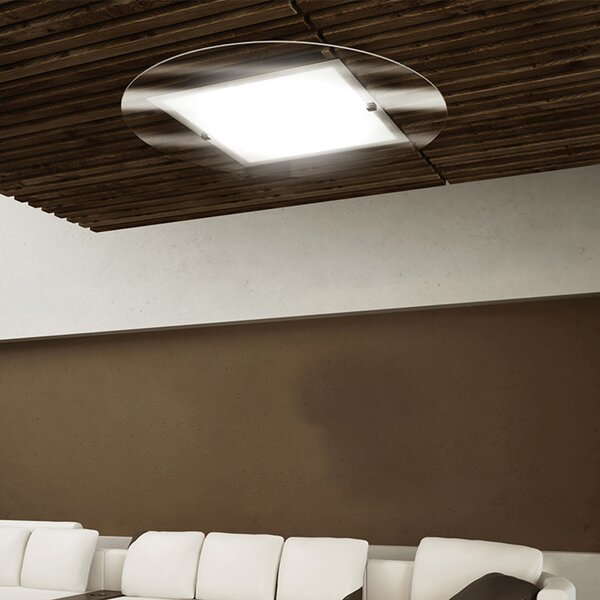 Plafoniera Contemporanea Round Metallo Bianco Vetro 4 Luci E27 D.75Cm