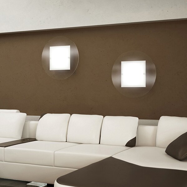 Plafoniera Contemporanea Round Metallo Bianco Vetro 2 Luci E27 D.52Cm