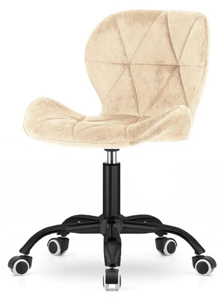 Sedia da scrivania ergonomica con rotelle - comoda sedia girevole per l'ufficio e il posto di lavoro, imbottita, base robusta in metallo, grande (beige)