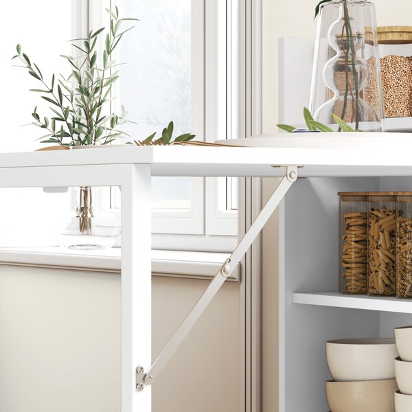 HOMCOM Tavolo da Pranzo Pieghevole, Adatto per Piccoli Spazi, con 4 Scaffali Discreti, Tavolo da Cucina Pieghevole, Funzione Anti-Ribaltamento, Bianco