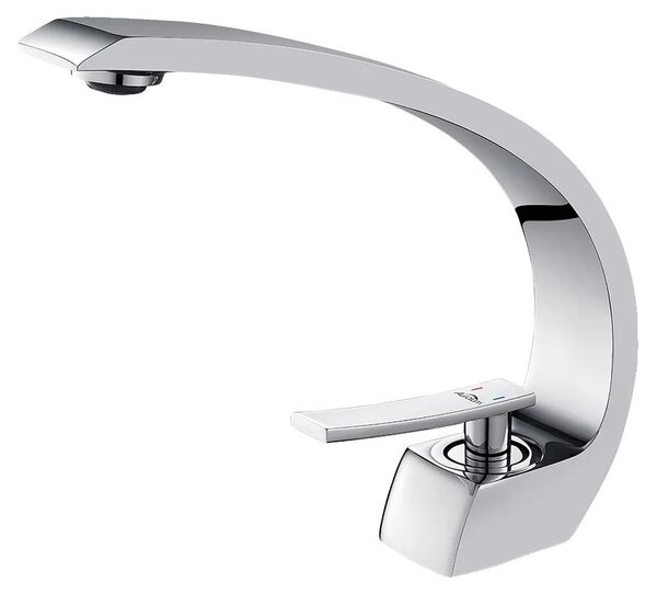 Rubinetto per lavabo, struttura in ottone massiccio, bocca alta, cromato, G3/8, ottone