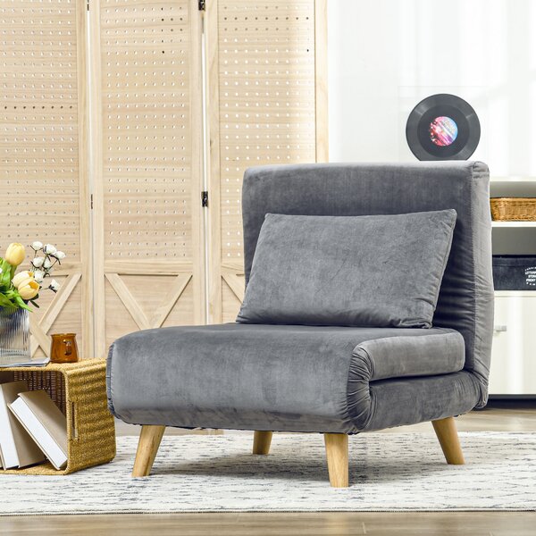 HOMCOM Poltrona 2 in 1, Poltrona Relax, Letto per Ospiti, 72 cm x 78 cm x 79 cm, Grigio