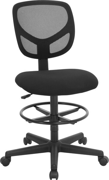SONGMICS sedia da ufficio girevole fino a 120 kg caricabile con anello per i piedi regolabile ausilio ergonomico per la posizione eretta sgabello da lavoro regolabile in altezza nero OBN15BK