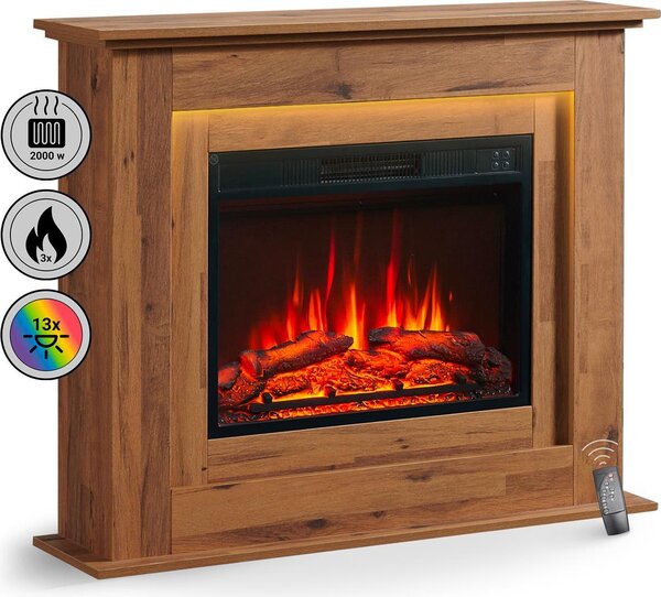 Camino elettrico BALDERIA Finn - Camino da appoggio, riscaldamento 2000 W - Rovere scuro