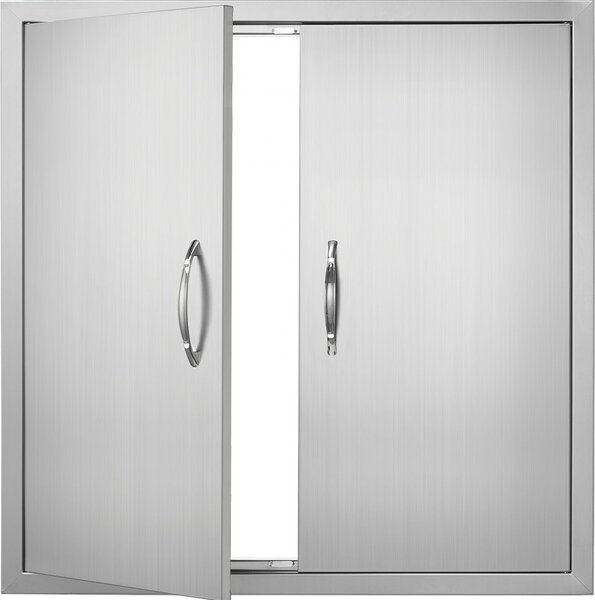 Porta di accesso per barbecue - Doppia porta per cucina esterna, in acciaio inox, installazione verticale, per isola barbecue, stazione barbecue, mobile esterno - 790 x 790 x 46 mm