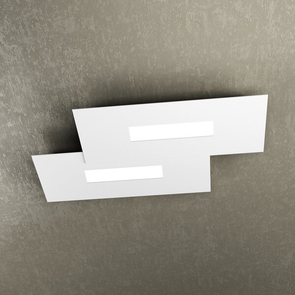 Plafoniera Moderna Rett. 2 Moduli Wally Metallo Bianco 2 Luci 2G11 52Cm