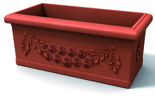 Vaso rettangolare Festonato in Polietilene colore inalterabile dimensioni 80x40 x h 33,5- 45 litri colore terracotta