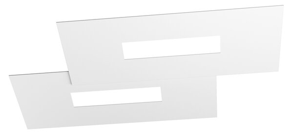 Plafoniera Moderna Rett. 2 Moduli Wally Metallo Bianco 2 Luci 2G11 52Cm