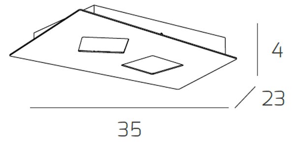 Plafoniera Moderna Note Metallo Bianco 2 Luci Gx53 35Cm