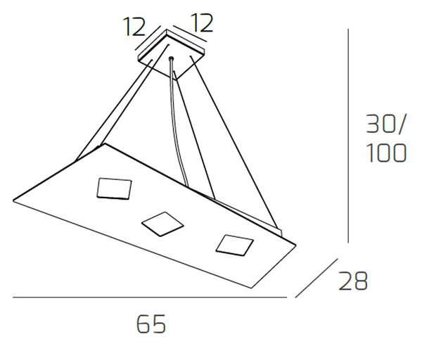 Sospensione Moderna Note Metallo Grigio 3 Luci Gx53