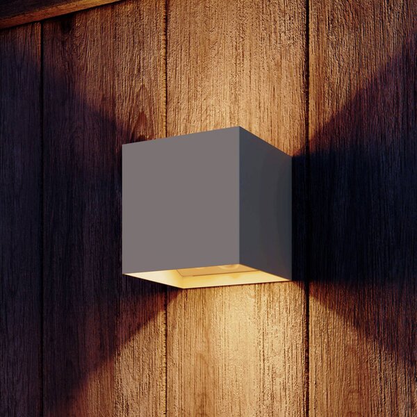 Calex Applique da esterno a batteria con sensore Volterra, sabbia, IP44 Volterra, Crema / Ambra, Soggiorno / Sala da pranzo, Alluminio, Moderno