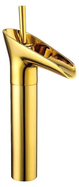 Rubinetto per lavabo, ottone di alta qualità, comando monocomando, finitura dorata, G3/8