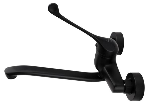 Aquanello Medic Rubinetto da cucina a parete con leva lunga, nero BL-1005-MD