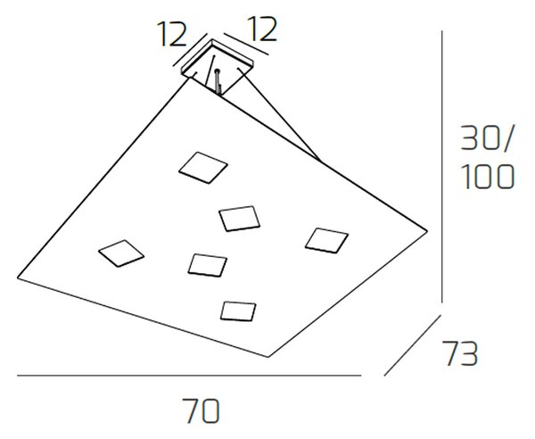 Sospensione Moderna Note Metallo Grigio 6 Luci Gx53