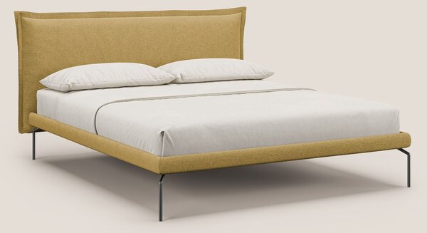 Eric letto imbottito design minimal in morbido tessuto impermeabile T1