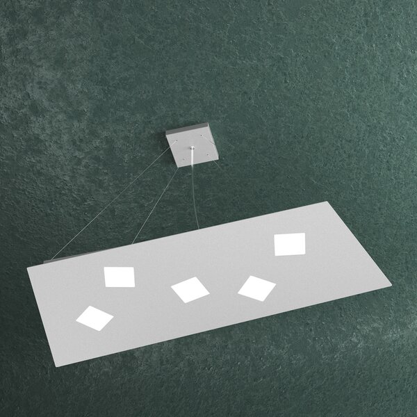 Sospensione Moderna Note Metallo Grigio 5 Luci Gx53