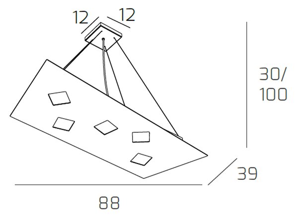 Sospensione Moderna Note Metallo Sabbia 5 Luci Gx53