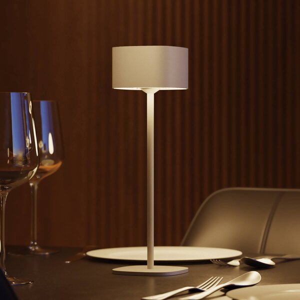 Calex Lampada da tavolo a LED ricaricabile Serino, sabbia, alluminio, 2.700 K dimmerabile, Crema / Ambra, Soggiorno / Sala da pranzo, Alluminio