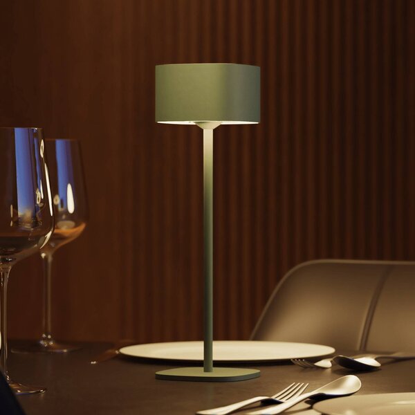 Calex Lampada da tavolo a LED ricaricabile Serino, verde, alluminio, 2.700 K dimmerabile, Verde, Soggiorno / Sala da pranzo, Alluminio