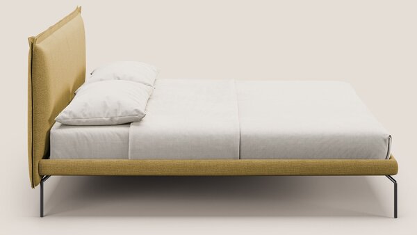 Eric letto imbottito design minimal in morbido tessuto impermeabile T1