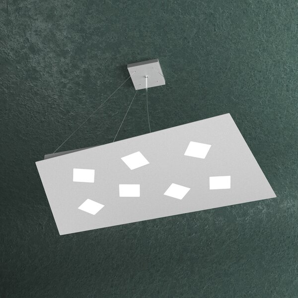 Sospensione Moderna Note Metallo Grigio 7 Luci Gx53