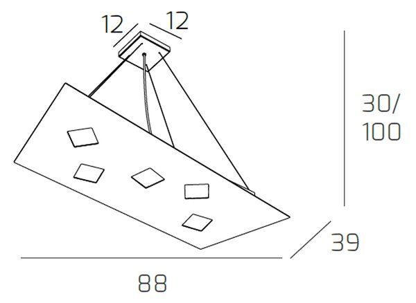Sospensione Moderna Note Metallo Grigio 5 Luci Gx53