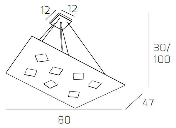 Sospensione Moderna Note Metallo Bianco 7 Luci Gx53