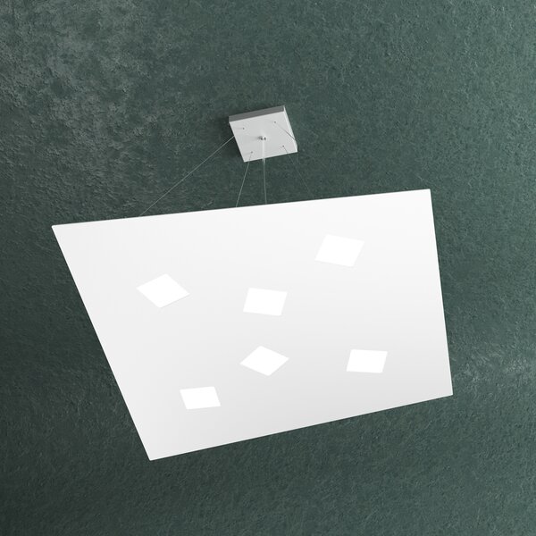 Sospensione Moderna Note Metallo Bianco 6 Luci Gx53