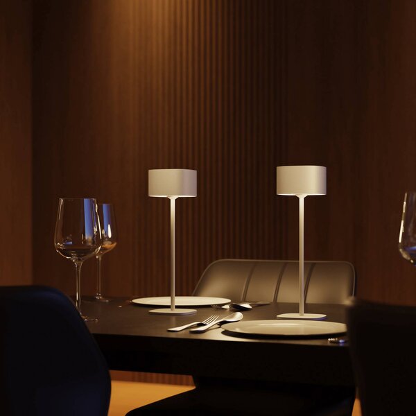 Calex Lampada da tavolo a LED ricaricabile Serino, sabbia, alluminio, 2.700 K dimmerabile, Crema / Ambra, Soggiorno / Sala da pranzo, Alluminio