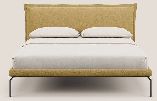 Eric letto imbottito design minimal in morbido tessuto impermeabile T1