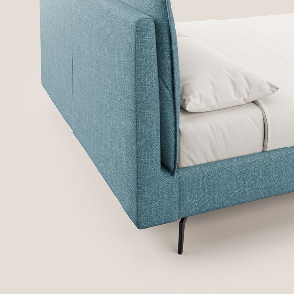 Cloe letto imbottito con piedi in metallo sfoderabile in tessuto fiamm
