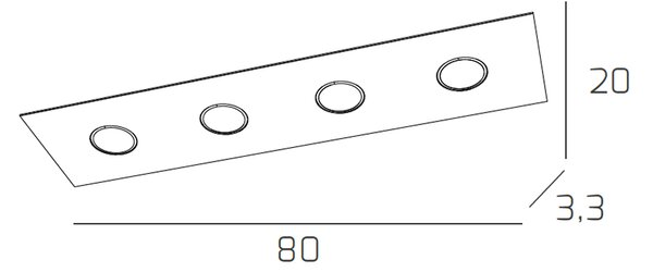 Plafoniera Moderna Rettangolare Path Vetro Bianco 4 Luci Gx53