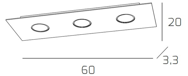 Plafoniera Moderna Rettangolare Path Vetro Bianco 3 Luci Gx53