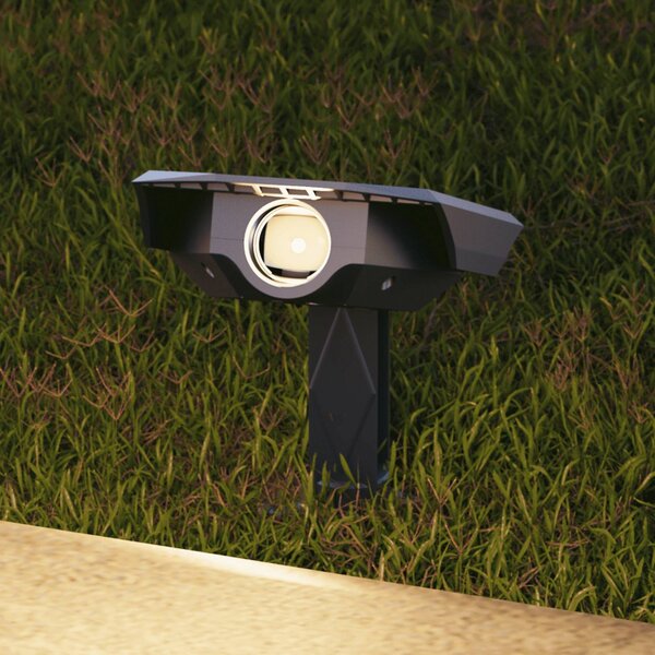 Calex Faretto a LED solare con picchetto Padoa, confezione da 2, nero Padoa, Nero, Plastica, Lampade solari
